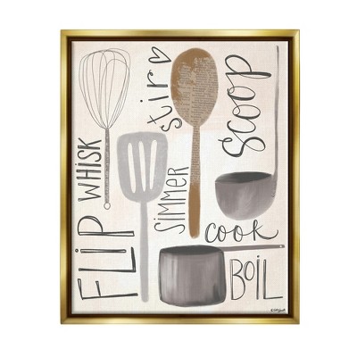 Stupell Industries Flip Whisk Simmer and Stir Kitchen Spoons Utensils