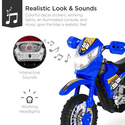 Blue 6V Kids Ride-On Motorcycle with Training Wheels