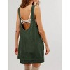 Women's Corduroy Overall Dress Round Neck A Line Jumper Open U Back Mini Dress with Pockets Front Seam Style Outfits - 2 of 4