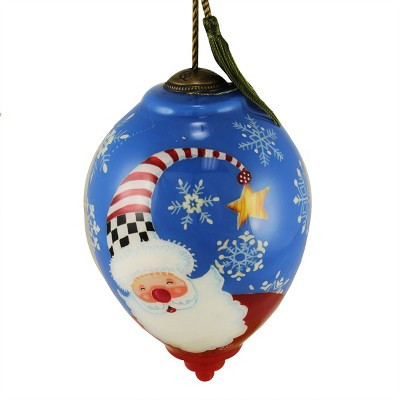 NeQwa Ne'Qwa "Santa's Snowflakes" Hand-Painted Blown Glass Christmas Ornament #7131163