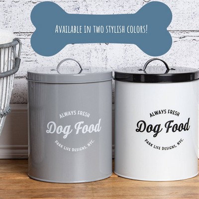 Gray Metal Airtight Dog Food Storage Canister
