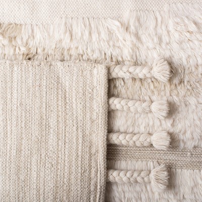 Ivory Beige Hand-Knotted Wool Accent Rug 2' x 3'