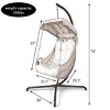 Outdoor Patio Cushion Swing Egg Chair,Indoor Bedroom Hanging Chair with Cup Holder and Stand,PE Wicker Rattan Balcony Hammock Chair-Coolbibila - 4 of 4