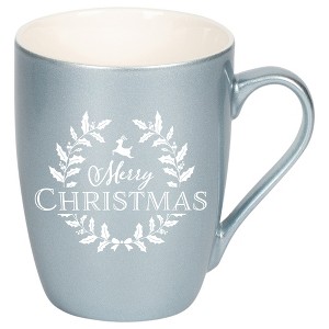 Elanze Designs Merry Christmas Frosted Blue 10 ounce New Bone China Coffee Cup Mug - 1 of 4