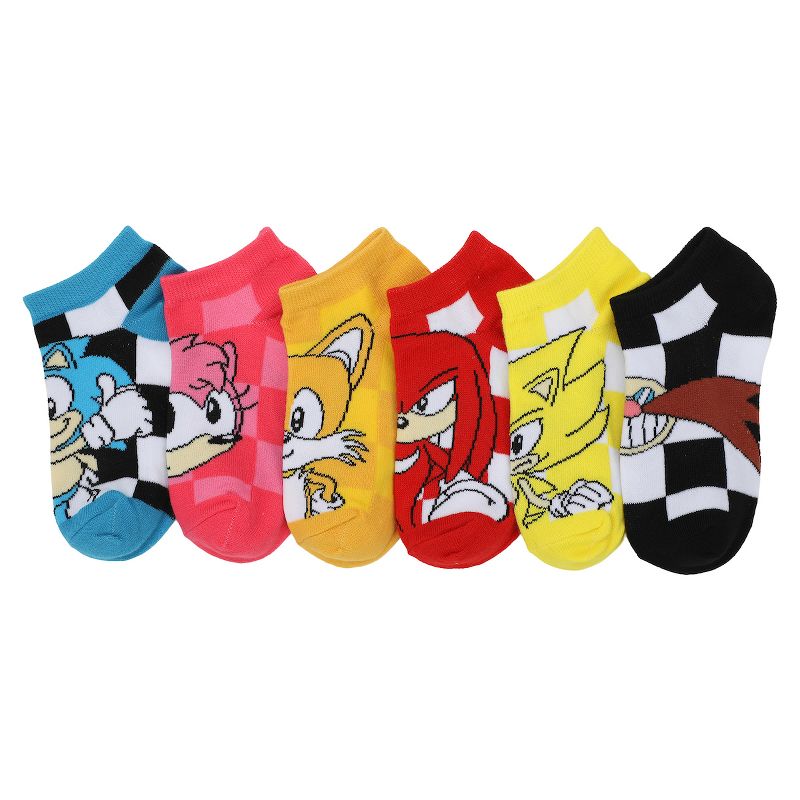 Youth Sonic the Hedgehog Ankle Socks 6-Pack - Speedy Style for Kids, 1 of 7
