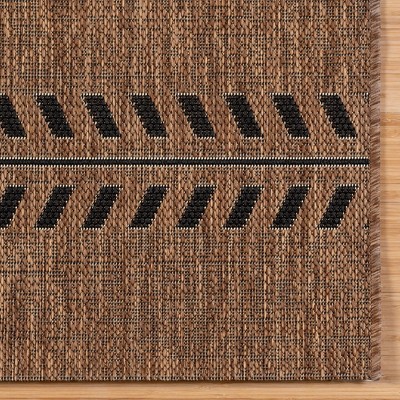 Havana Brown and Black Striped Synthetic Flatweave Runner Rug