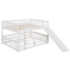 RISOKEYS Full Over Full Low Bunk Bed - Slide Included, Safety Fence & Ladder, Perfect for Toddlers Kids Teens - White - 4 of 4