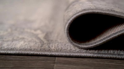 Light Gray Synthetic Reversible Rectangular Area Rug 5x8 Feet