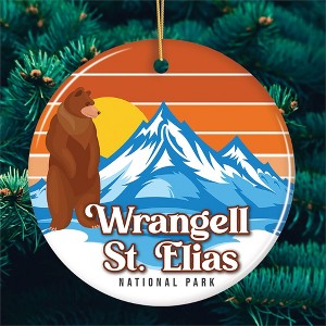 Wrangell St. Elias National Park Retro Style Ornament, Alaska USA Tourist Attraction and Gift| OrnamentallyYou - 1 of 4