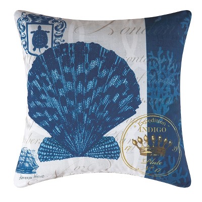 C&F Home 18" x 18" Indigo Shell Coastal Indoor/Outdoor Decorative Throw Pillow