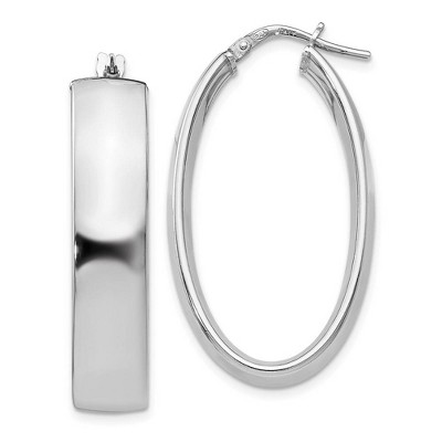 Black Bow Jewelry 7.5mm Polished Oval Hoop Earrings in Sterling Silver, 33mm (1 1/4 in)