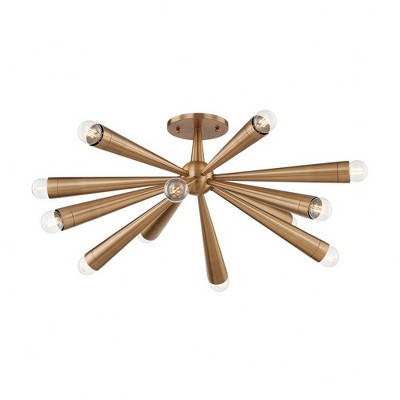 Troy Lighting Keanu 12 - Light Semi-Flush Mount in  Patina Brass