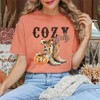 Simply Sage Market Women's Coquette Fall Western Boots Short Sleeve Garment Dyed Tee - 2 of 4