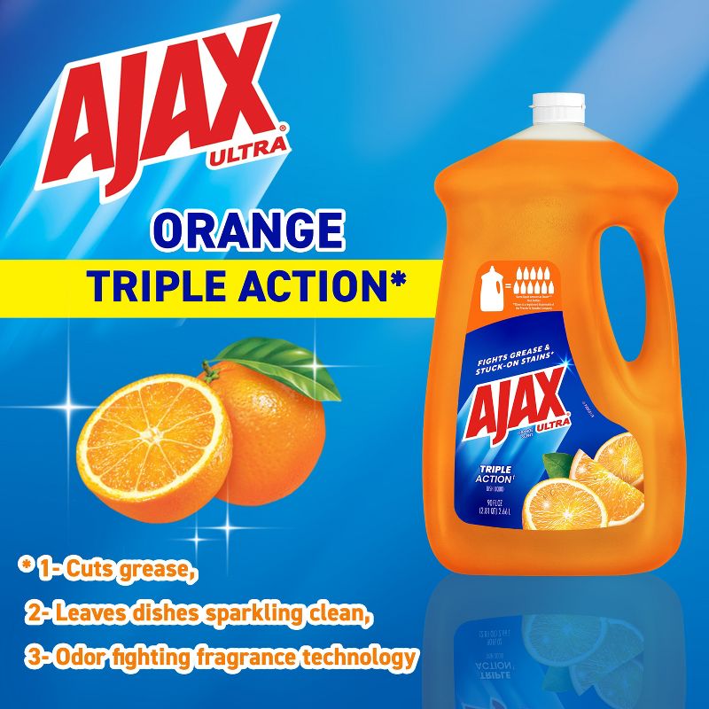 Ajax Orange Ultra Triple Action Dishwashing Liquid Dish Soap, 5 of 13