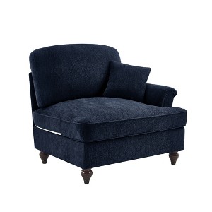 Vynxaria Modern Chenille Sofa Blue, W/1 Pillow, Detachable Ruffle Skirts (2 Styles), Multi-Module Configurable, Curved Petal Armrests - 1 of 4
