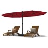 15 FT Double-Sided Rectangle Patio Market Umbrella with Base, Heavy Duty Waterproof and Windproof Umbrella, for Poolside, Lawn & Backyard - 2 of 4