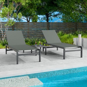 Kozyard Outdoor Chaise Lounge Set, Aluminum Patio Lounger Chairs for Poolside, Beach, and Garden, 2 Pack with Table - 1 of 4