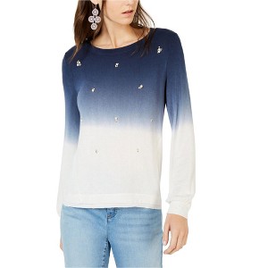 I.N.C International Concepts Womens Dip Dye Pullover Sweater, Blue, Medium - 1 of 1