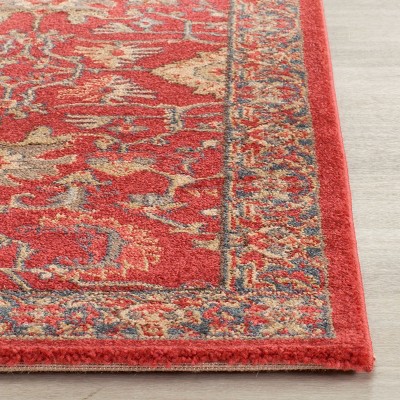 Red and Navy Traditional Reversible Runner Rug