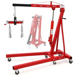 Folding Hydraulic Engine Hoist with Lever, Folding Engine Shop Crane Lift, Heavy Duty Cherry Picker, 6 Wheels, for Garages, Workshops,2 Tons/4000 Lbs - 1 of 4