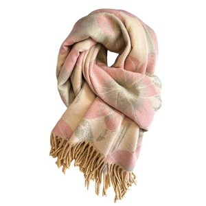 Anna-Kaci Floral Pattern Soft Jacquard Scarf with Twisted Fringe Trim 78.5×25.5 Inches - 1 of 3