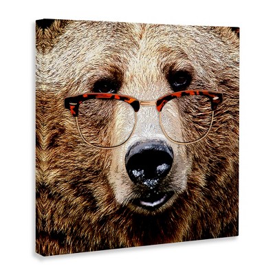 Grizzly Bear with Glasses 36" x 36" Canvas Wall Art