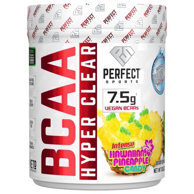 PERFECT SPORTS, BCAA Hyper Clear, 7.5G Vegan BCAAs 297G Intense Hawaiian Pineapple
