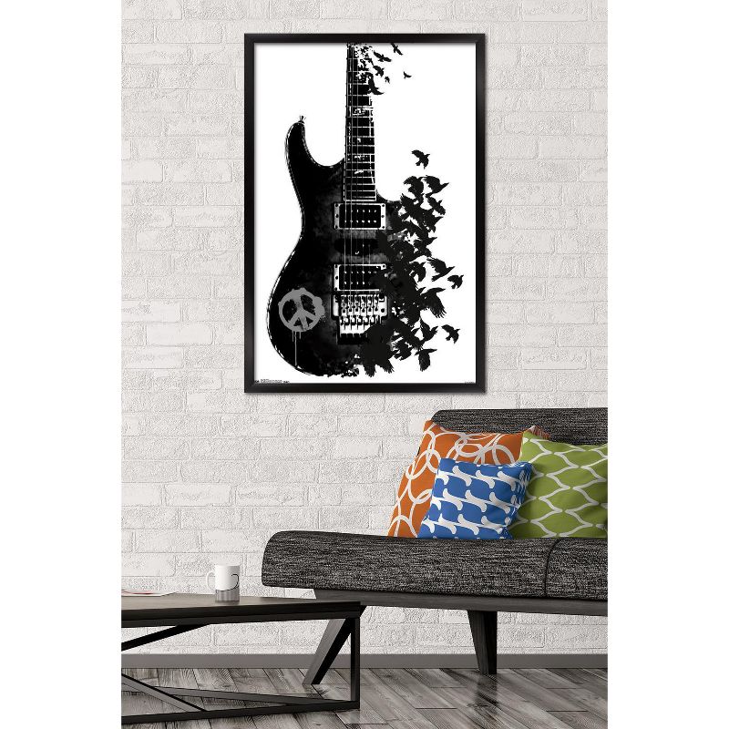 Trends International Peace Guitar Made of Crows Framed Wall Poster Prints, 2 of 7