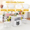 Tangkula 3 PCS Kids Table and Chairs Set Furniture w/Cat House Hole & Window 2 Chairs - 4 of 4
