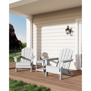 coucheta Modern HDPE Adirondack Chair Set of 2 with 1 Side Table, Oversize Weather Resistant Firepit Chair with Wooden Textured for Patio, Deck, Pool - 1 of 4