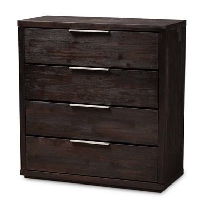 Titus Wood 4 Drawer Chest Dark Brown - Baxton Studio