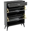 Freestanding Shoe Cabinet with 2 Flip Drawers & Open Shelf, Shoe Racks Storage Organizer with Metal Legs, Entrance Shoe Storage for Entryway Hallway - 4 of 4