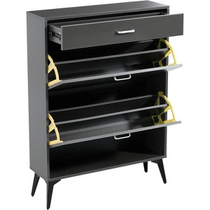 FreeStanding Shoe Cabinet with 2 Flip Drawers and Open Shelf, Shoe Racks Storage Organizer with Metal Legs, Entrance Shoe Storage for Home Entryway - 1 of 4