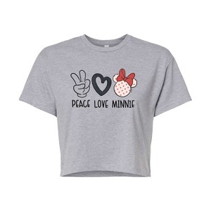 Women's - Disney - Peace Love Minnie Cropped Graphic T-Shirt - 1 of 4