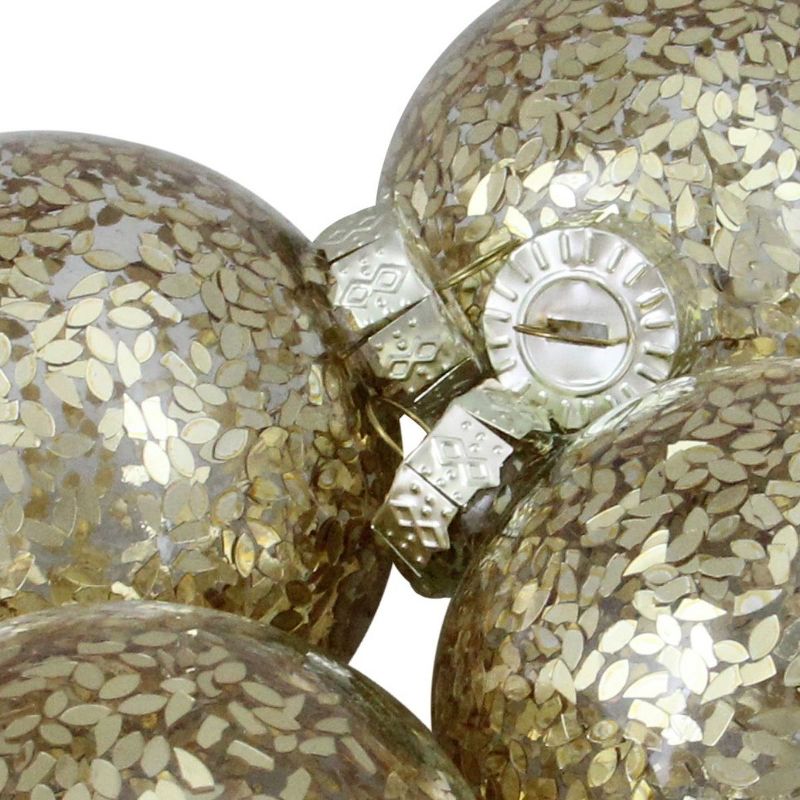 Northlight 4ct Clear and Gold Shiny Seeds Glass Christmas Ball Ornaments 4" (101.5mm), 3 of 4