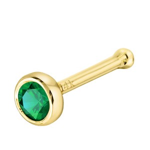 Jewelry Avalanche 22G 14K Gold Bezel-set Emerald Ball-end Nose Stud - 1 of 3