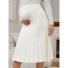 INSPIRE CHIC Women's Maternity Sweater Skirt A Line Over the Belly Knit Midi Pregnancy Pleated Skirts - 2 of 4