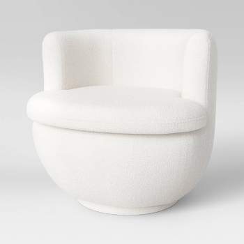 Dorton Round Swivel Barrel Chair Faux Shearling Cream - Threshold™