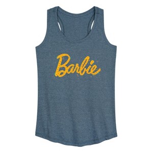 Women's - Barbie - Floral Pattern Logo Filled Graphic Racerback Tank - 1 of 4