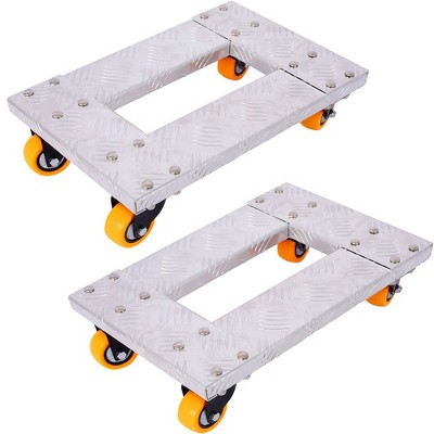 2 Piece Set Heavy Duty Furniture Moving Cart 18''x12'' Aluminum Frame with 3'' Pro Brake Casters