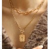 2-Piece Layered Necklace Set - 14K Gold Plated Star & Flower Paperclip Choker - 4 of 4
