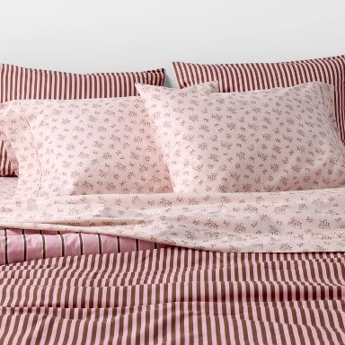 Full Percale Sheet Set Pink Ditsy Floral Pink - The Hollister Collection at Target