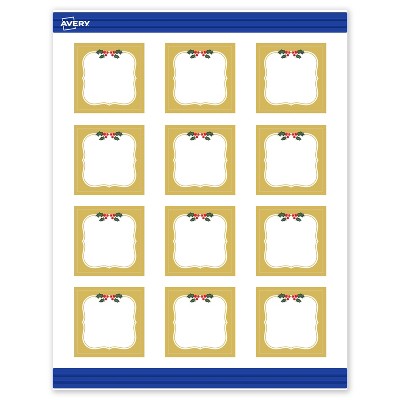Avery Square Cards, 2" x 2", Gold-Metallic Berries, Matte, 120ct
