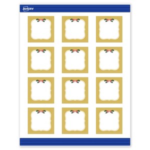 Avery Square Cards, 2" x 2", Gold-Metallic Berries, Matte, 120ct - 1 of 4