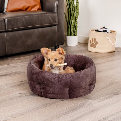 Small Sable Brown Faux Fur Cuddler Pet Bed