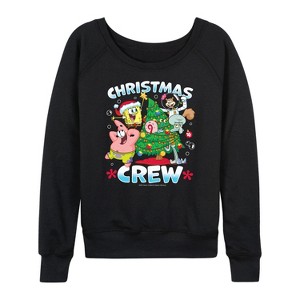 Women's - SpongeBob SquarePants - Christmas Crew Lightweight French Terry Wide Neck Long Sleeve Shirt - 1 of 4