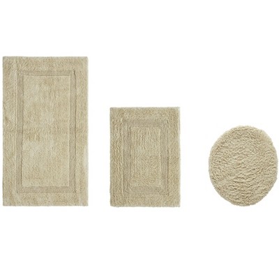 Lux Premium 100% Cotton  Ultra-Soft Tufted Solid Reversible 3 Piece Bath Rug Set, Water-Absorbent, Durable, Machine Washable Bathroom Rug