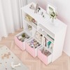 Kids Storage Organizer Cabinet, Kids Bookcase with 3 Movable Drawers, Kids Storage Chest for Playroom Nursery Bedroom, Pink - 3 of 4