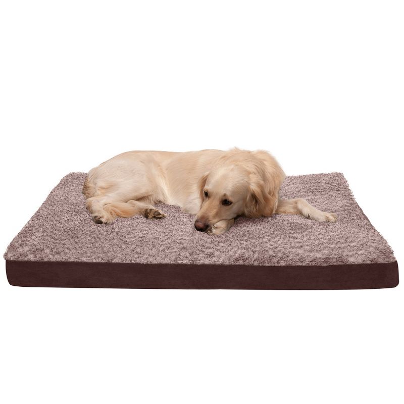 FurHaven Two-Tone Faux Fur & Suede Deluxe Cooling Gel Top Dog Bed, 1 of 4