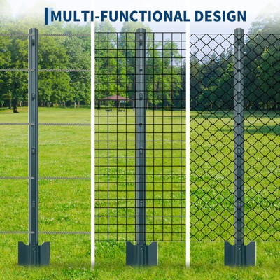 10 Packs Fence Post, 3Feet Garden Fence Stakes with U-Channel, Metal Corner Posts for Holding Garden Wire Fence